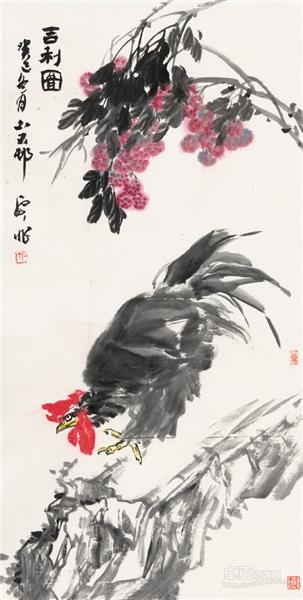 金鸡报晓贺新春一一略谈石丁画鸡