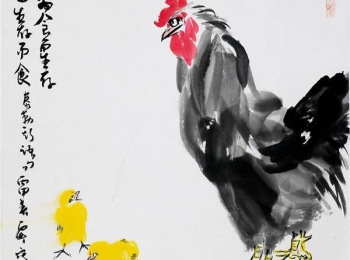 金鸡报晓贺新春一一略谈石丁画鸡